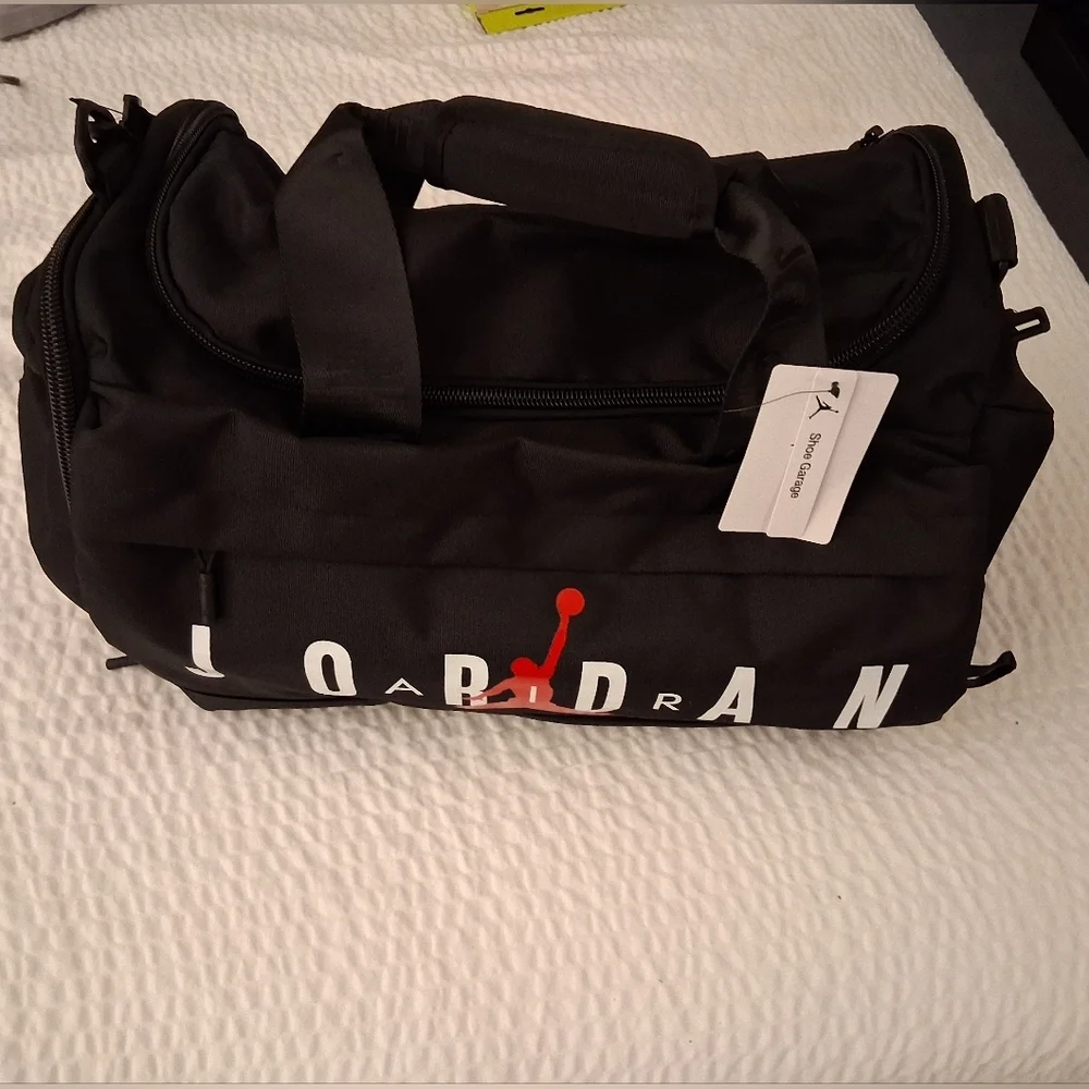 Jordan Black Duffel Bag with Red Logo
